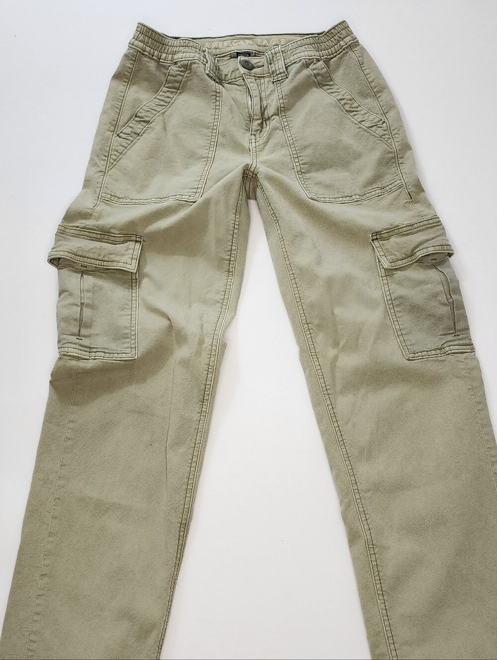 American Eagle Stretch Khaki Cargo Pants - Utility Style Size 2
